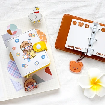 Cute Mini 3 Gredzenu Saistvielu Ādas Segumu nomaināmās Grāmatiņa Ins Stilu Oriģinālu Mini Rokas Grāmata Kawaii Kancelejas preces, Skolas Piederumi