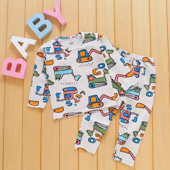 CYSINCOS Bērniem Zēni Sleepwear Baby Girl Pavasara Komplekti Bērniem Homewear Pidžamu Zēnu Pidžamas Bērniem Naktsveļu 2-13Y Drēbes