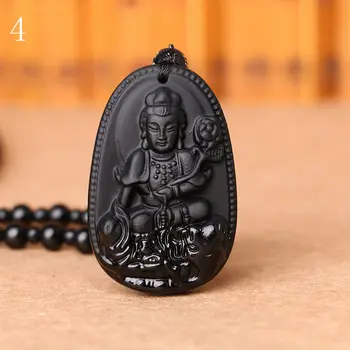 Dabas Black Obsidian Cirsts Budas Amuletu Neatkarīgu Laimīgs Obsidian Kaklarota Vīriešiem Pāris Mīlestība Black Reiki Šarmu Vilku Galvas Dāvanu