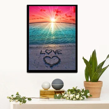 Dabas Svaigu Saules DIY Dimanta glezna krustdūrienā komplekti Dimanta izšuvumi mozaīkas krāsošana pludmales Ainava