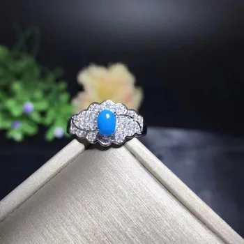 Dabas zilā tirkīza gredzenu, reti dārgakmeņi, izsmalcinātu stilu, 925 sterling sudraba, dāmas ekskluzīvas gredzens