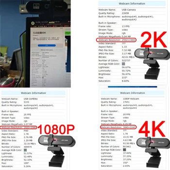 Datoru, PC Camera Webcam 2K 4K 1080P Web Kameras Video tiešraidēm Internetā Sanāksme Mācību USB Kameras 4K Ar Mic Youtube Live Cam