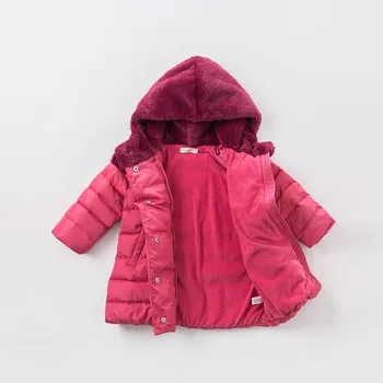 DB6091 dave bella ziemas baby meitenes dūnu jaka bērniem baltā pīle uz leju polsterējums mētelis bērniem kapuci virsdrēbes