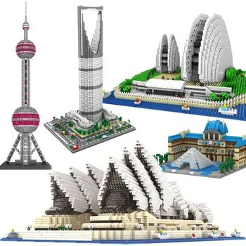 Diamond Modeli, Celtniecības Bloki, Arhitektūra, Sidnejas Operas Nams, Big Ben, Eifeļa Tornis, Londona Pāris Luvras Mikro Būvniecības rotaļlietas