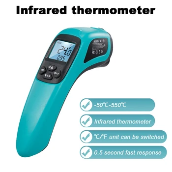 Digitālais Infrasarkanais Termometrs ar Lāzeru Rūpniecības Temperatūras rādītāju bezkontakta Virsmas Temperatūras Mērītājs ar Apgaismojumu -50-550°C