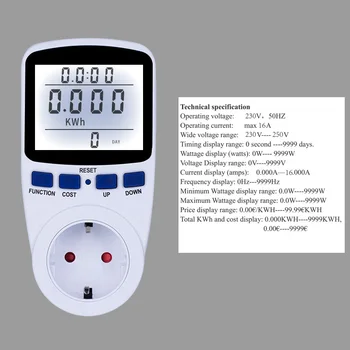 Digitālā Wattmeter Enerģijas Jaudas Mērītājs Apgaismojums Lielā Ekrāna Elektronisko Sprieguma, Strāvas Kontaktligzdas Kontaktligzda Monitors Kalkulators Analyzer
