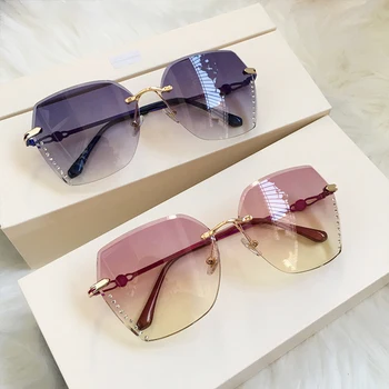 Dimanta bez apmales pārredzamu apgriešana Saulesbrilles Sieviešu modes 2020 