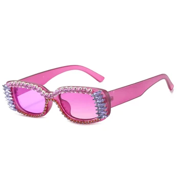 Dimanta Nelielu Kvadrātveida Saulesbrilles Sieviešu Rhinestone Retro Slīpums Saules Brilles Vintage Modes Sieviešu, Vīriešu Brilles UV400