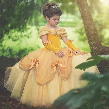 Disney Baby Meitenes Kleita Mazā Princese Kleitas Skaistumu Jasmīns Toddler Kleita Cosplay Kostīmu Elza Anna Bērni Puse Drēbes