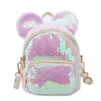 Disney cartoon Mickey Mouse bērniem Sequin mugursoma meitene dāvanu dāma portatīvo ceļojumu soma bērnu Mini pleca soma