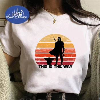 Disney Mandalorian Sieviešu T-krekli Bērnu Yoda TAS IR VEIDS, kā Vasaras Streetwear Ikdienas Topi Ropa Mujer Balts Lielajam Tshirt
