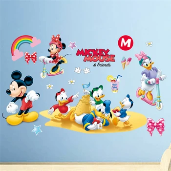 Disney Mickey Minnie Pīļu Sienas Uzlīmes Bērnu Bērni Telpas Pirmsskolas Mājas Dekoru Karikatūra 25*70cm Sienas Uzlīmes Pvc Sienas Mākslas Diy Plakāti