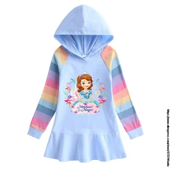 Disney Rudens Kokvilna Baby Girls Karikatūra garām Piedurknēm Kleita, Bērnu Apģērbi, Bērniem, Princese Kleitas Sofija Ikdienas Drēbes