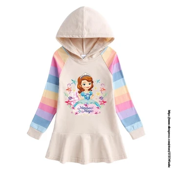 Disney Rudens Kokvilna Baby Girls Karikatūra garām Piedurknēm Kleita, Bērnu Apģērbi, Bērniem, Princese Kleitas Sofija Ikdienas Drēbes