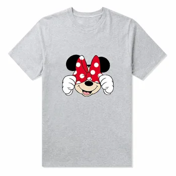 DISNEY t krekls minnie mouse tricolor Mickey raksts iespiests gadījuma zaudēt īsām piedurknēm ar apaļu kakla top Vasaras kokvilnas pludmales t-krekls