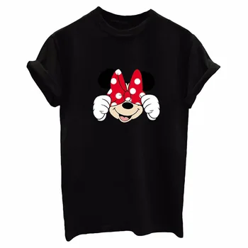 DISNEY t krekls minnie mouse tricolor Mickey raksts iespiests gadījuma zaudēt īsām piedurknēm ar apaļu kakla top Vasaras kokvilnas pludmales t-krekls