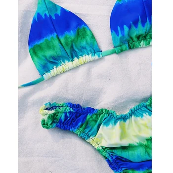 Divas Gabals Bather kaklasaišu krāsošanas Mežģīnes Up BikinisLadies Peldkostīmu Slīpums Aukliņu Lenta Augsta Vidukļa Polsterēta 2020. Gadam Beachwear Biquinis