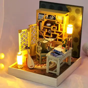 DIY māja radošo roku darbs modelis nelielu māju dzimšanas diena Ziemassvētku dāvanu veidošanas modelis, ornaments koka rotaļlietas