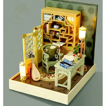 DIY māja radošo roku darbs modelis nelielu māju dzimšanas diena Ziemassvētku dāvanu veidošanas modelis, ornaments koka rotaļlietas