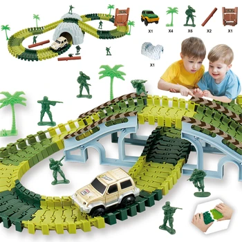 DIY Samontētas Trases Elektronisko Dzelzceļa Automašīnu Rotaļlietas Dinozauru Plastmasas Līkums Elastīgu Dzelzceļa Sliežu Sacīkšu Rotaļlietas Bērniem Dāvanu