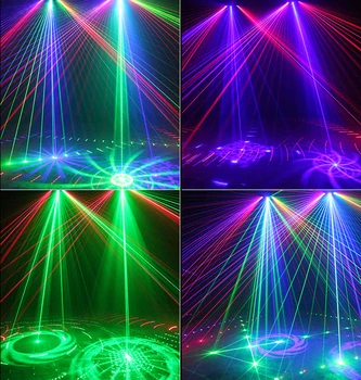 DJ Diskotēka Posmā Lāzera Projektoru Sešas Acis RGB Lāzera Gaismas DMX Skaņas Actived Gobo Ietekmi Scaner Xmas Mājas Deju Grupa Sistēma Šovs