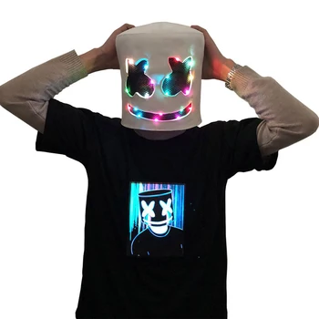 DJ LED Marshmello Maska Elpojošs Halloween Cosplay Prop Gaismas Ķivere Pilnu Sejas Masku Cosplay Prop Halloween Puse Bārs Masku