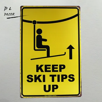DL-Skārda parakstīt saglabāt slēpošanas padomus up Brīdinājumu, Metāla Dekoru, Sienas Mākslas Vintage Zemniecisks Pludmales Bārs Veikals