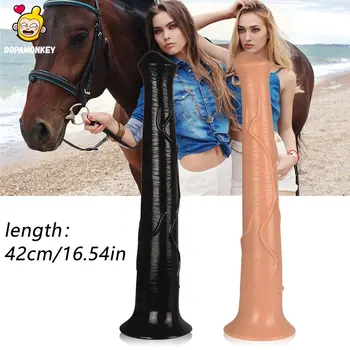 DopaMonkey 16.54inX2.2in ilgi piesūcekni Zirgu dildo Seksa Rotaļlietas Sievieti super milzīgu dildo seksu ļoti ilgi Zirga penis liels seksa rotaļlietu