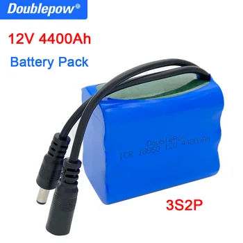 Doublepow 12v 4.4 Ah akumulatori 18650 12V 4400mAh ar BMS Litija Baterija Aizsardzības pārvalde CCTV Kameras