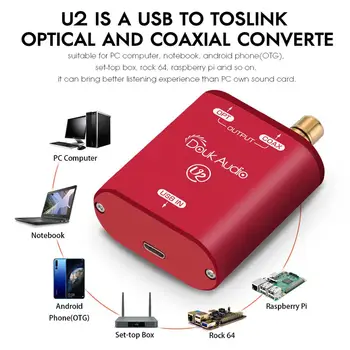 Douk Audio U2 Mini USB uz SPDIF Audio Converter XMOS XU208 Ciparu Saskarnes PIERUNĀT/OPT DSD DOP 192KHz