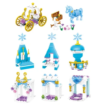 Draugi, Sērija 8 1 Ledus Kristālu Sirds Princese Pils Celtniecības Bloki Spēlēt Māju Bērniem DIY Saliktas Rotaļlietas Meitenēm Dāvanu