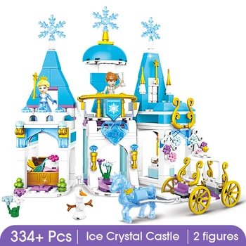 Draugi, Sērija 8 1 Ledus Kristālu Sirds Princese Pils Celtniecības Bloki Spēlēt Māju Bērniem DIY Saliktas Rotaļlietas Meitenēm Dāvanu