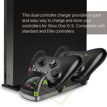 Dual Doks Lādētāja Uzlādes Staciju + 2 Uzlādējams Akumulators priekš Xbox Viens/S/X Kontrolieris