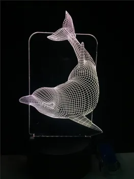 Dzīvnieku Delfīnu 3D Lampas RGB LED Spuldze USB Garastāvokli Nakts Daudzkrāsains Gaismas Slēdzi Touch Tālvadības Luminaria Bērnu Guļamistaba Meitene Dāvanu
