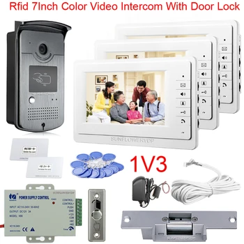 Dzīvokļi Rfid Video Domofons Mājas Video Durvju Tālrunis Ūdensizturīgs CCD Kameras Krāsu Monitors 7