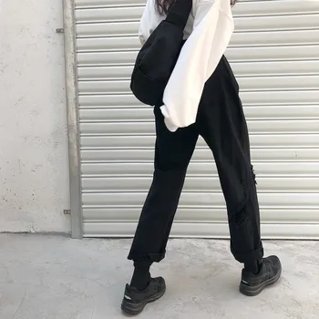Džinsi Sievietēm Retro Maksas Kritums Vasarā Tautas Caurumu Dizaina Modes Tīņi Streetwear Harajuku Ripped Augsta Vidukļa Vintage Dāmas Bikšu