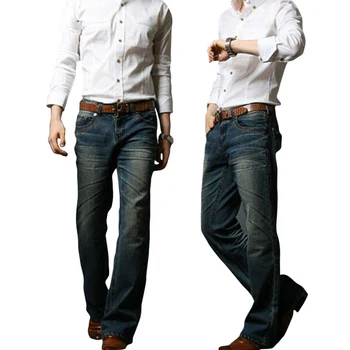 Džinsi Vīriešiem Vīriešu Uzliesmoja Džinsi, Boot-Cut Kāju Uzliesmoja Elastīgs Slim Fit Mid Vidukļa Vīriešu Dizainers Classic Denim Džinsu Bikses Biker džinsi