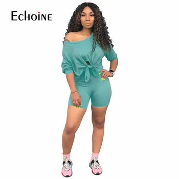 Echoine 2020. gada Vasarā Diviem Gabals, kas Sieviešu Tops un Bikses 2 Gabals, kas Sieviešu Kluba Puses Tērpiem atbilstošo Kopas Dāmas Tracksuit
