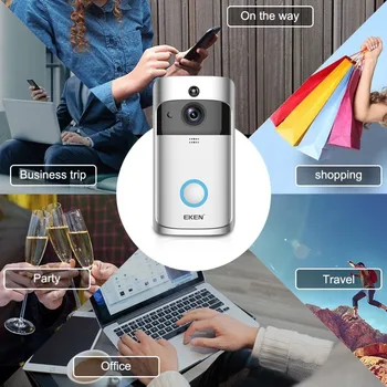 EKEN V5 Smart Tālruņa Zvanu Vizuālo Video Ierakstīšanas Durvju Nakts Redzamības Bezvadu WiFi Drošību Mājās Uzraudzīt Domofons Durvju zvanu