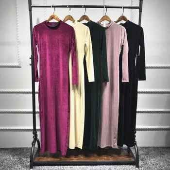 Elegants Musulmaņu Maxi Samta Kleita, Jaciņa Abaya Sieviešu Pilnu Kimono Ilgi Drēbes, Kleitas Jubah Tuvajos Austrumos Ramadāna Arābu Islāma Lūgšanas