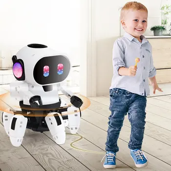 Elektriskā Sešu raust Robots Rotaļlietu Bruņojuma Šūpoles Dejas Zivju Mazo Mūzikas Bērni Kratot Rotaļlietas Ar Gaismas, Rotaļlietas