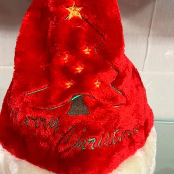 Elektriskā Ziemassvētku Cepure Samta Izšūti Ziemassvētku Mūzika Klp Partijas Apdare Ziemassvētku Dāvanu Mūziku, Šūpoles Ziemassvētku Vecīša Cepure