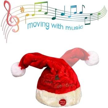 Elektriskā Ziemassvētku Cepure Samta Izšūti Ziemassvētku Mūzika Klp Partijas Apdare Ziemassvētku Dāvanu Mūziku, Šūpoles Ziemassvētku Vecīša Cepure