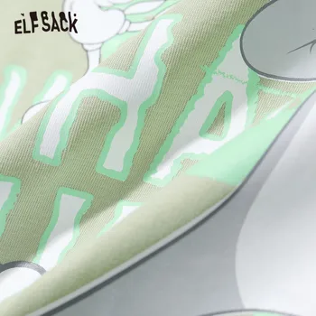 ELFSACK Harajuku Saldējumu Karikatūra Izdrukāt Gadījuma T-Krekli Sieviešu Tops 2020. Gada Vasaras ELF Īsām Piedurknēm korejas Dāmas Ikdienas Cute Topi