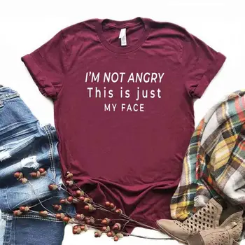 Es neesmu dusmīgs, tas ir tikai manas sejas Vēstules Sieviešu t Kokvilnas Gadījuma Smieklīgu t kreklu, Lai Dāma Yong Meitene Top Tee Piliens Kuģa S-194