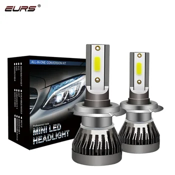EURS 1pair COB H7 LED H4 H1 H11 miglas lukturis 9005 9006 HB3 HB4 Mini Auto Lukturu Spuldzes 6000lm Led Miglas Lampas Auto lampas, Auto stils
