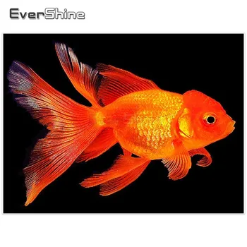 EverShine 5D Dimanta Krāsošana Zivju Pilnu Kvadrātveida Rhinestones Dimanta Izšuvumi Pilnu Displejs Dzīvniekiem krustdūrienu Rokdarbu Māksla