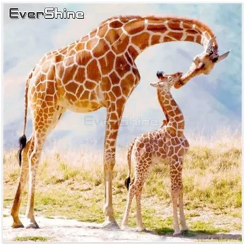 EverShine DIY Dimanta Izšuvumi Dzīvniekiem Modelis 5D Dimanta Krāsošana Aizpildīt Urbt Kvadrātveida Dimanta Mozaīkas Žirafe Sienas Dekori