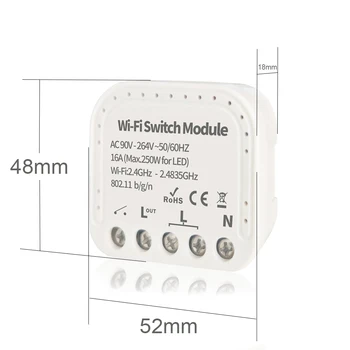 EWelink Wfi Smart Switch App Kontroles WiFi Slēdzis Modulis 16A 90-240V Atbalstu Ārējo Slēdzi Darbu Ar Alexa, Google Home 2-10 gab