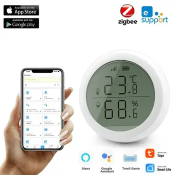 EWelink Zigbee Smart Termometrs Bluetooth Temperatūras, Mitruma Sensors LCD Ciparu Higrometru Ar Alexa, Google Smart Home Wifi
